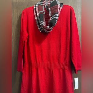 Red sweater dress with optional scarf XXL-NEW